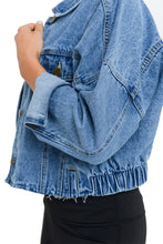 Load image into Gallery viewer, Womens Raw &amp; Ribbed Crop Denim Jacket Best Seller!