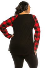 Load image into Gallery viewer, Women&#39;s Plus Size Color Block Plaid Long Sleeve Tunic Top W/Kangaroo Pocket