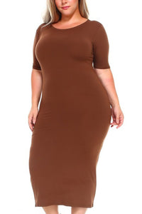 Womens Plus Size Short sleeve Silhouette Body-Con Dress