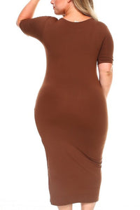 Womens Plus Size Short sleeve Silhouette Body-Con Dress