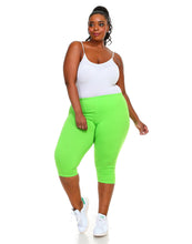 Load image into Gallery viewer, Women&#39;s Plus Size Made in USA Cotton Basic Capri True Size Leggings(XL-6XL)