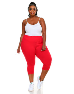 Women's Plus Size Made in USA Cotton Basic Capri True Size Leggings(XL-6XL)