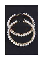 Load image into Gallery viewer, Hoop Pearl Beaded Earrings