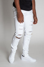 Load image into Gallery viewer, MEN&#39;S DESTROYED SKINNY JEANS GOLD KNEE ZIPPER DETAILS