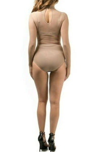 Womens Classic Kylie Style Mesh Bodysuit Long & Short Sleeve