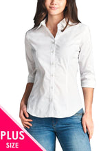 Load image into Gallery viewer, Womens Plus 3/4 Formal Button Down Shirt