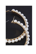 Load image into Gallery viewer, Hoop Pearl Beaded Earrings